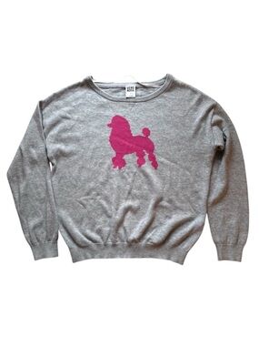 Vero Moda Pink Poodle Graphic Sweater Women’s Medium Grey Knit Crewneck